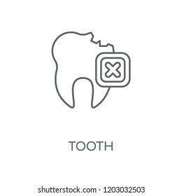 Tooth linear icon. Tooth concept stroke symbol design. Thin graphic elements vector illustration, outline pattern on a white background, eps 10.