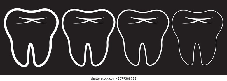 Tooth, linear icon. Line with editable stroke. Tooth black icon symbol silhouette flat design style sign. Tooth simple silhouette on white. Dentist concept. Eps 10.