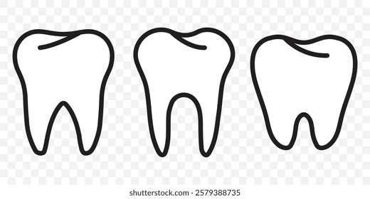 Tooth, linear icon. Line with editable stroke. Tooth black icon symbol silhouette flat design style sign. Tooth simple silhouette on white. Dentist concept. Eps 10.