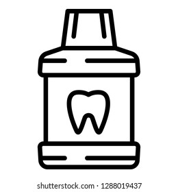 Tooth liquid bottle icon. Outline tooth liquid bottle vector icon for web design isolated on white background