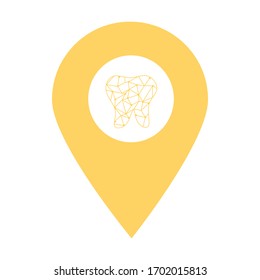 Tooth location map pin icon. Element of map point for mobile concept and web apps. Icon for website design and development, app development. Premium hospital, dental clinic, pharmacy icon sign