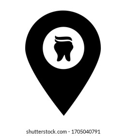 Tooth location map pin icon. Element of map point for mobile concept and web apps. Icon for website design and development, app development. Premium hospital, dental clinic, pharmacy icon sign