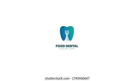 Tooth logo design combined with a fork. vector