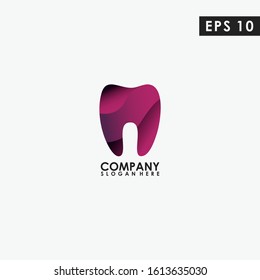 Tooth Logo Design With Gradient Colour Vector Template. 