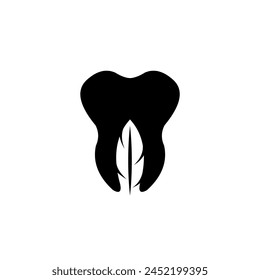 Tooth logo with feather silhouette