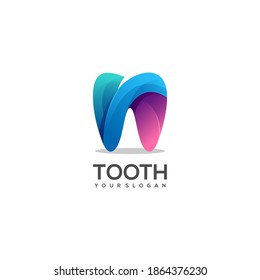 Vector de diseño abstracto colorido de degradado de logotipo dental