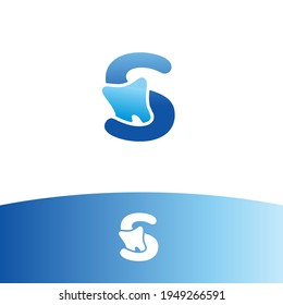 logotipo de diente o icono adjunto a la letra s