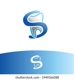 tooth logo or icon combined with letter s