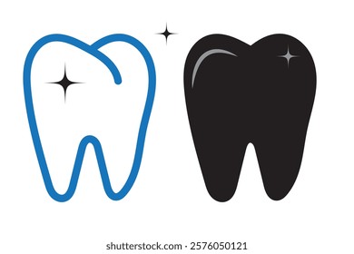 Tooth logo icon for dentist or stomatology dental care design template. Vector isolated black outline line tooth symbol for dentistry clinic or dentist medical center and toothpaste package