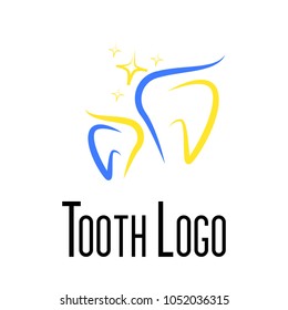 tooth logo, icon or symbol for dental clinic or toothpaste product and company