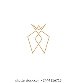 Tooth logo with luxury gold Crown in linear design style