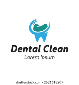 Logo do dente. Logotipo da escova de dentes isolado no fundo branco.