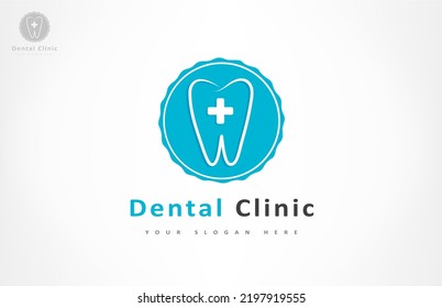 Vector de logotipo dental. Clínica dental. Diseño de la ciencia. 