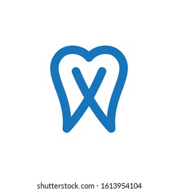 tooth logo vector with dental monogram element template