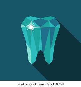 Tooth logo. Vector illustration for dental clinic branding with teeth in modern style - polygonal low poly