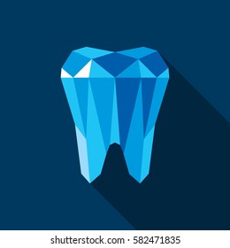 Logo dental. Ilustración vectorial para la marca clínica dental con dientes en estilo moderno - polígono bajo polígono