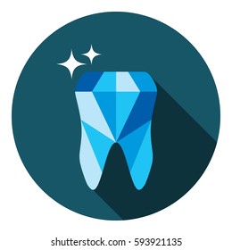 Tooth logo. Vector illustration for dental clinic branding with teeth in modern style - polygonal low poly.