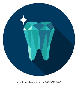 Tooth logo. Vector illustration for dental clinic branding with teeth in modern style - polygonal low poly.