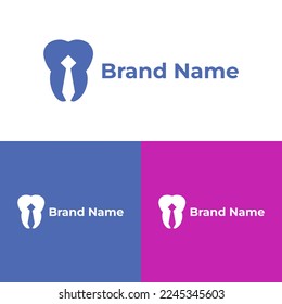 Tooth logo vector with tie silhouette representing professional dentist