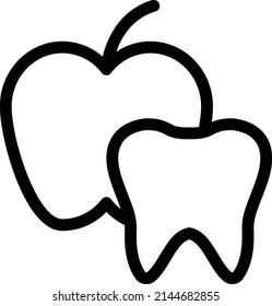Tooth loss concept as a red apple shaped as a human molar with a bite taken out of it as an icon for for human teeth health and oral hygiene or dentistry service metaphor on a white background