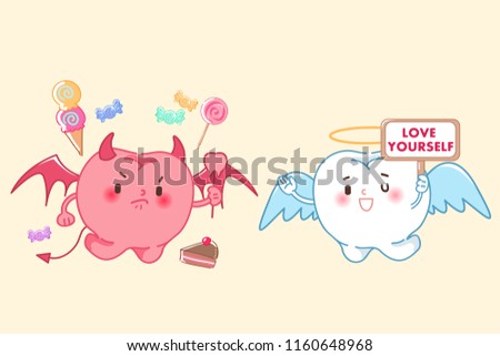 tooth with love yourself concept on the yellow background