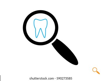 tooth, magnifier, icon, vector illustration eps10