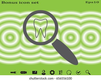 tooth, magnifier, icon, vector illustration eps10