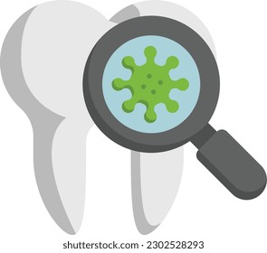 Tooth with Magnifying Glass and Bacteria vector color icon design, Dentistry symbol, Healthcare sign, Dental instrument stock illustration, Teeth Disease Investigation or Diagnosis concept