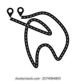 Tooth map concept. Dental care vector. Pathway design shape. Medical abstract symbol.