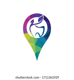 Tooth and map pointer logo design. Dental and GPS locator symbol or icon.	