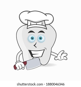 The Tooth mascot character becomes a chef. vector illustration