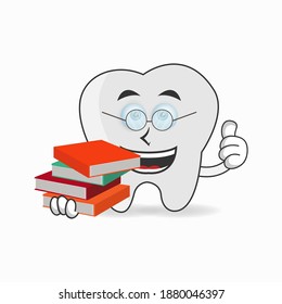 Die Maskottchen von Tooth werden Bibliothekar. Vektorgrafik