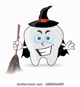 The Tooth mascot character becomes a magician. vector illustration