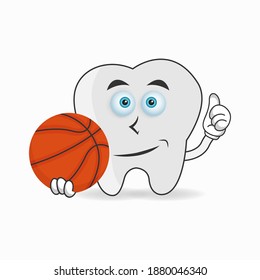 The Tooth mascot character becomes a Tooth player. vector illustration