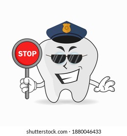 The Tooth mascot character becomes a policeman. vector illustration