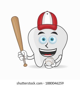 Tooth mascot character with Tooth playing gear. vector illustration