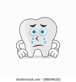 Tooth mascot character with sad expression. vector illustration