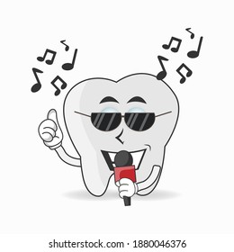 The Tooth mascot character is singing. vector illustration