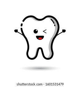 Tooth mascot, tooth character vector design