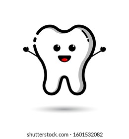 Tooth mascot, tooth character vector design