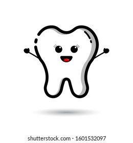 Tooth mascot, tooth character vector design