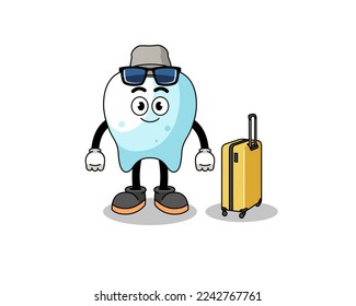 tooth mascot doing vacation , character design