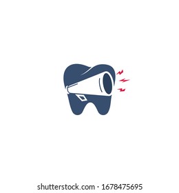 Tooth and megaphone logo design. Creative symbol concept for dental marketing.