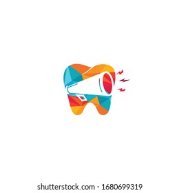Tooth and megaphone logo design. Creative symbol concept for dental marketing.
