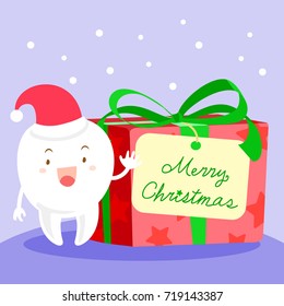 tooth with merry christmas on the purple background