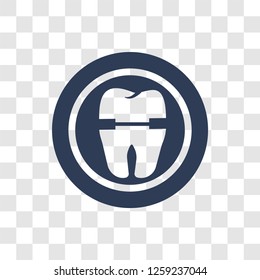 tooth with metallic root icon. Trendy tooth with metallic root logo concept on transparent background from Dentist collection