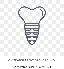 tooth with metallic root icon. Trendy flat vector tooth with metallic root icon on transparent background from Dentist collection. High quality filled tooth with metallic root symbol use for web and