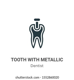 Tooth with metallic root vector icon on white background. Flat vector tooth with metallic root icon symbol sign from modern dentist collection for mobile concept and web apps design.