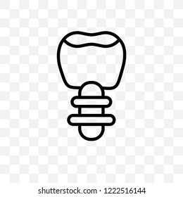 tooth with metallic root vector linear icon isolated on transparent background, tooth with metallic root transparency concept can be used for web and mobile