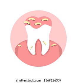 Tooth Microbes, Cavity Infection Flat Illustration. Dental Office, Stomatology Clinic. Bad Oral Hygiene Problem, Orthodontic Disease, Sickness, Cavity Contagion. Dentistry, Medical Treatment